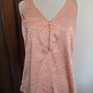 Candie's Satin Blush Pink Zip-Front V-Neck Cami